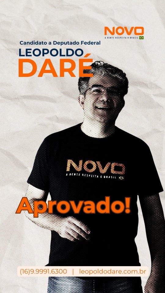 A Convenção Estadual do partido NOVO confirmou hoje meu nome para deputado federal por São Paulo na chapa do partido NOV